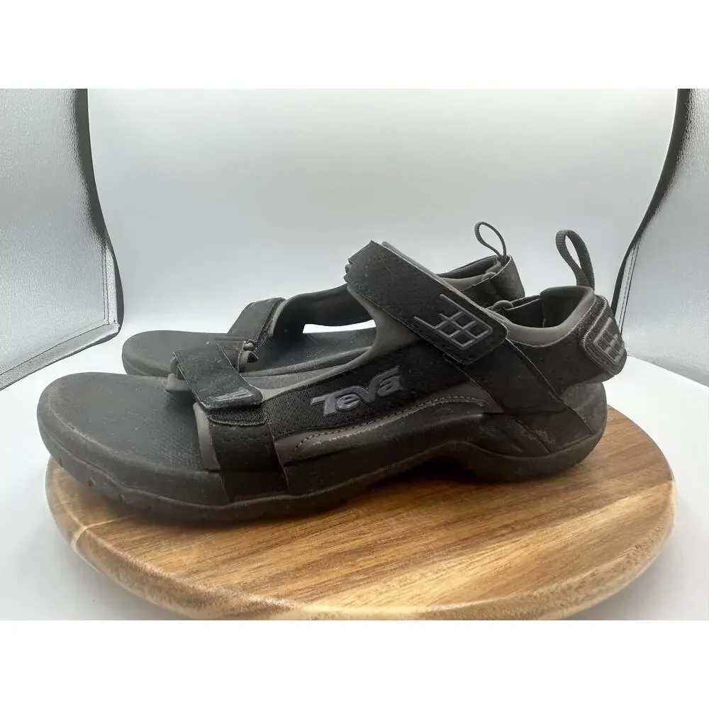 Teva Sandals Mens Sz 9 Black Hook & Loop Strap Sport Hiking Water Minimal Summer
